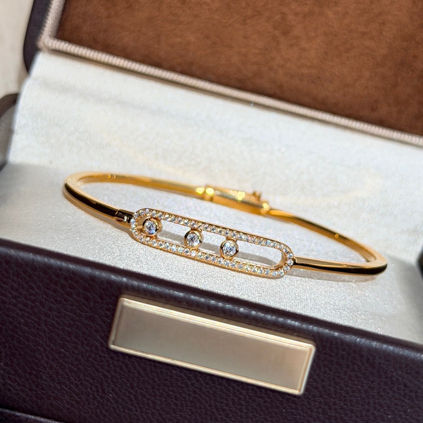 [Angela Jewelry]Move Pavé Diamond Bangle Bracelet M