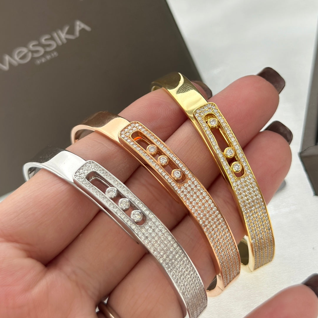 [Angela Jewelry]Move Noa Rose Gold Pavé Diamond Bangle Bracelet