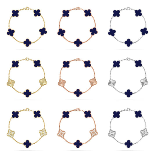 [Angela Jewelry]CLOVER 5 MOTIF LAPIS LAZULI BRACELET COLLECTION