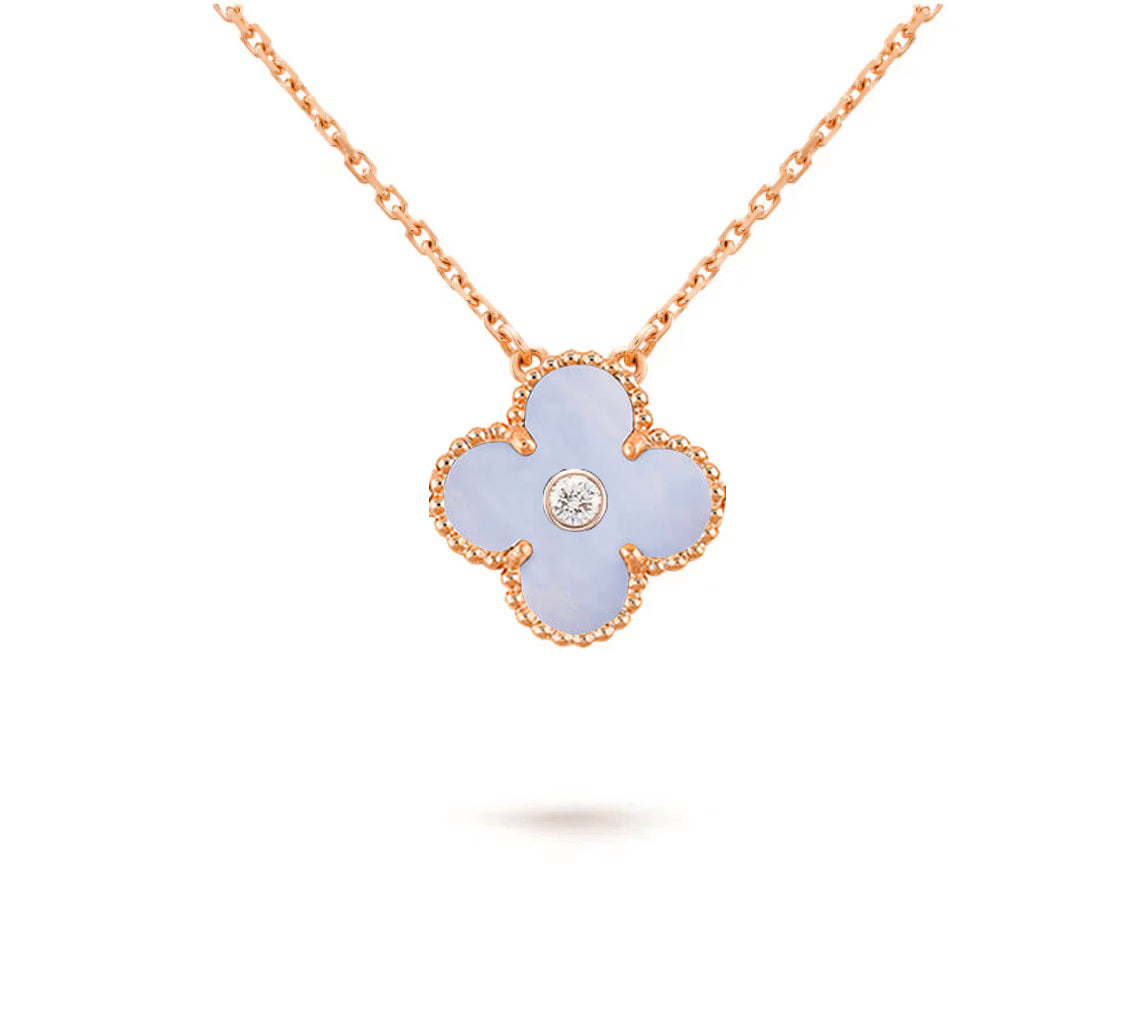 [Angela Jewelry]CLOVER 15MM DIAMOND SINGLE FLOWER NECKLACE COLLECTION
