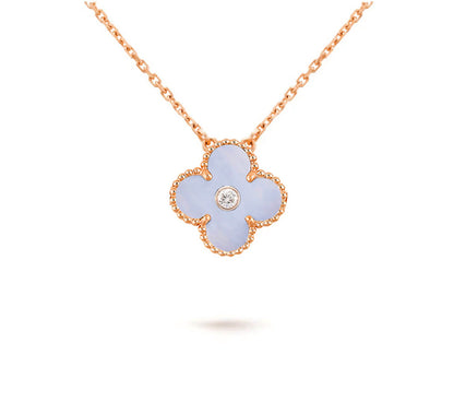 [Angela Jewelry]CLOVER 15MM DIAMOND SINGLE FLOWER NECKLACE COLLECTION