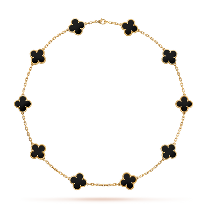 [Angela Jewelry]CLOVER 10 MOTIFS ONYX NECKLACE