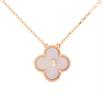 [Angela Jewelry]CLOVER 15MM DIAMOND PINK MOP NECKLACE