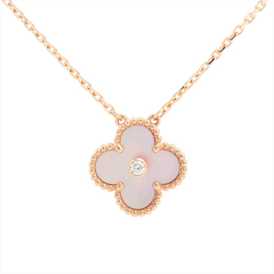 [Angela Jewelry]CLOVER 15MM DIAMOND PINK MOP NECKLACE