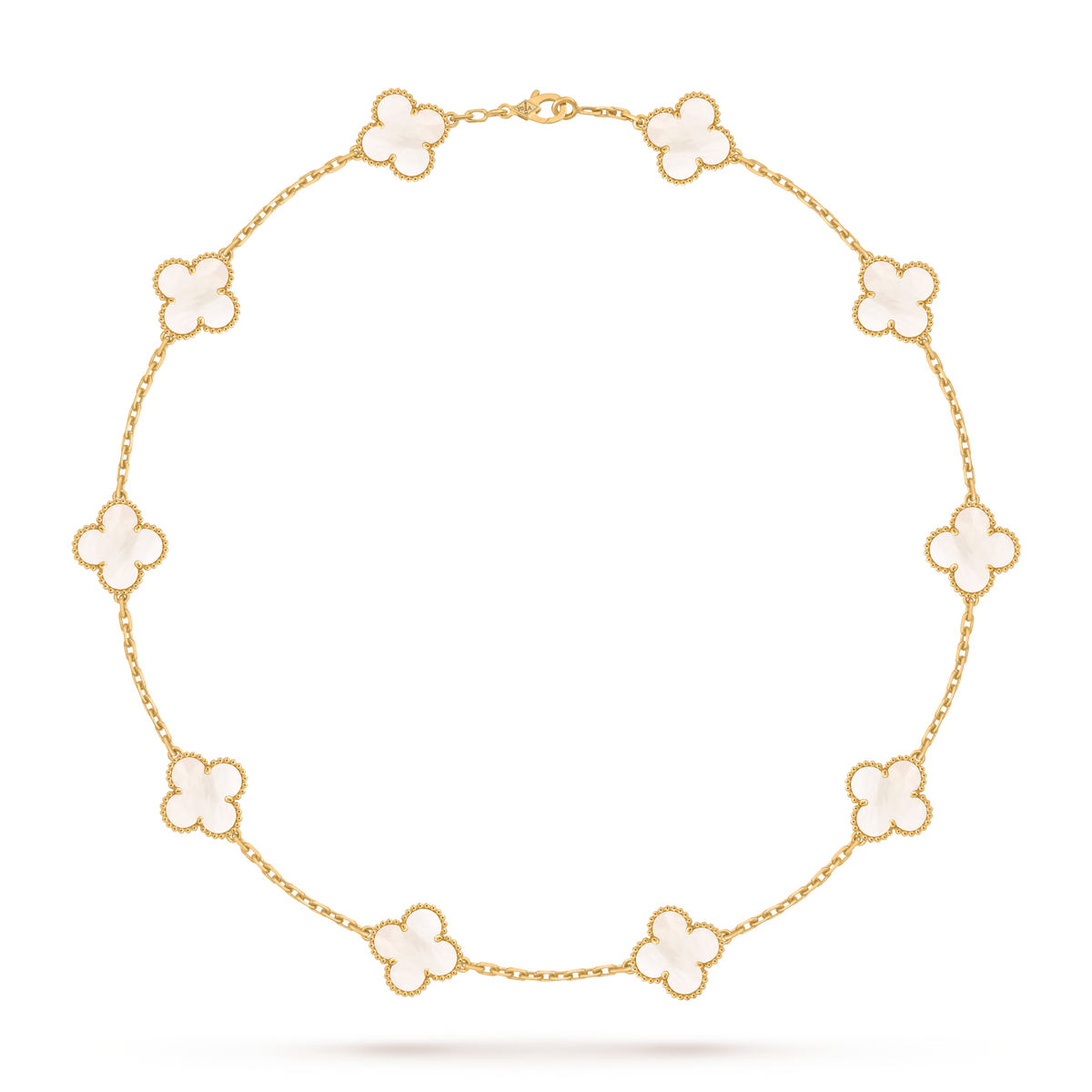 [Angela Jewelry]CLOVER 10 MOTIFS PINK MOP NECKLACE