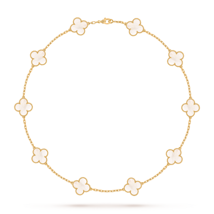 [Angela Jewelry]CLOVER 10 MOTIFS PINK MOP NECKLACE