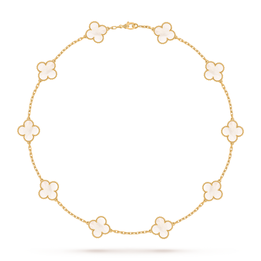[Angela Jewelry]CLOVER 10 MOTIFS PINK MOP NECKLACE