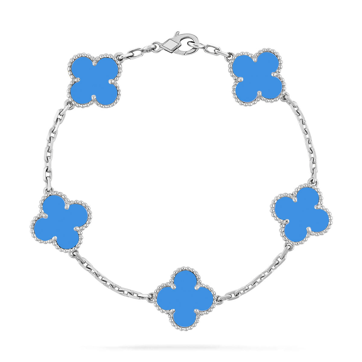 [Angela Jewelry] CLOVER 5 MOTIF BLUE AGATE BRACELET COLLECTION