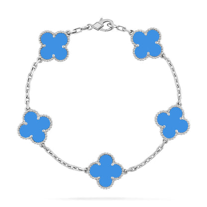 [Angela Jewelry] CLOVER 5 MOTIF BLUE AGATE BRACELET COLLECTION