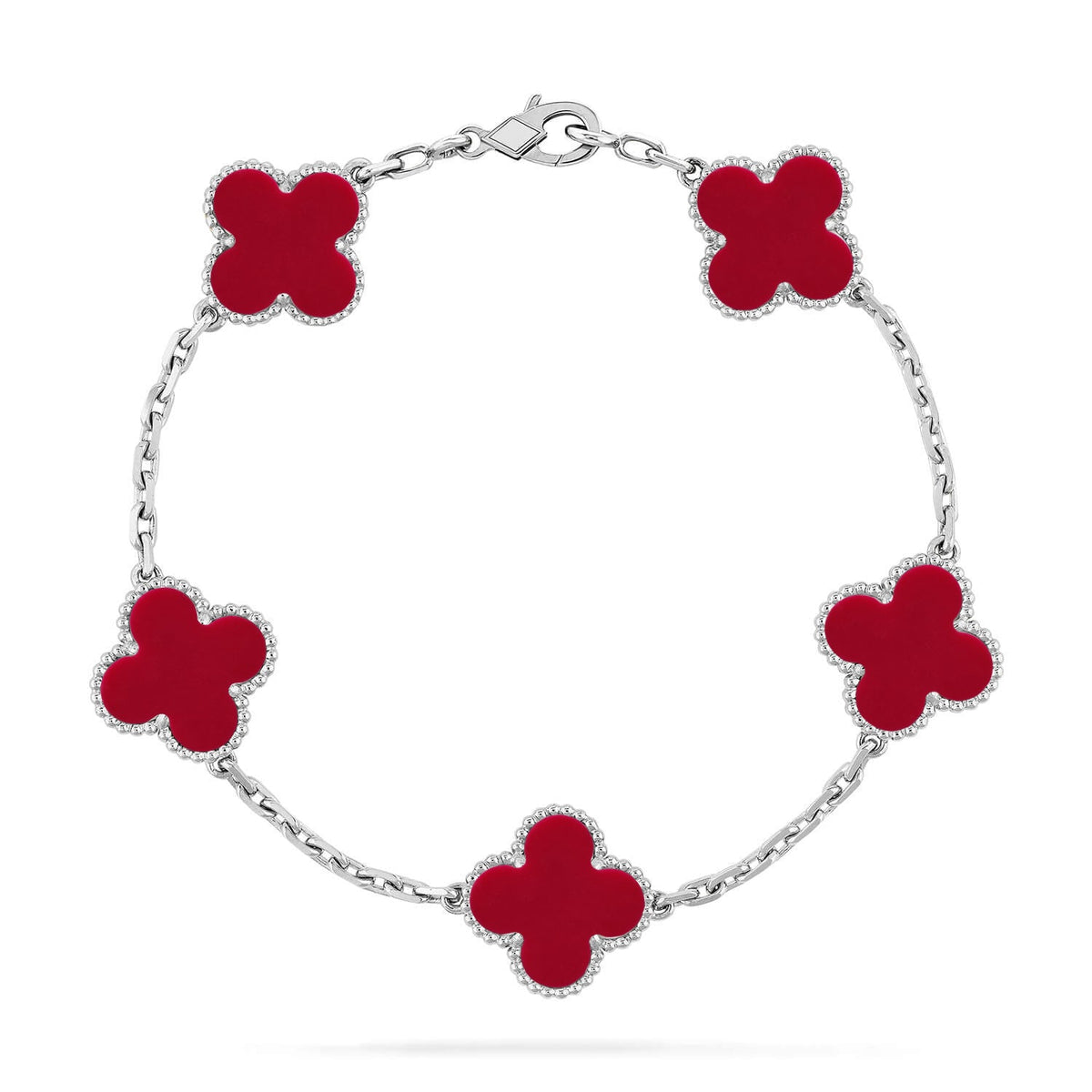 [Angela Jewelry] CLOVER 5 MOTIF RED CORNELIAN BRACELET COLLECTION