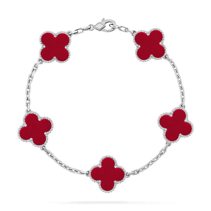 [Angela Jewelry] CLOVER 5 MOTIF RED CORNELIAN BRACELET COLLECTION