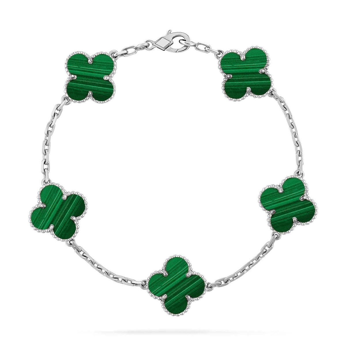 [Angela Jewelry] CLOVER 5 MOTIF MALACHITE BRACELET COLLECTION