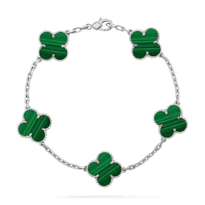 [Angela Jewelry] CLOVER 5 MOTIF MALACHITE BRACELET COLLECTION