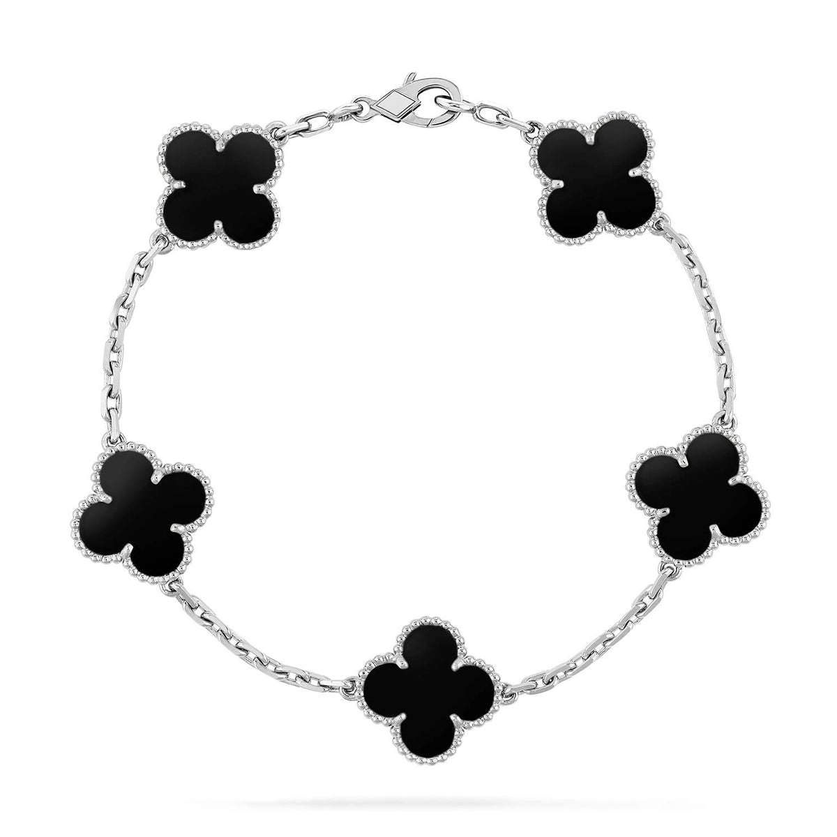 [Angela Jewelry]Clover & Love Sliver 2-Piece Bracelet Stack Set