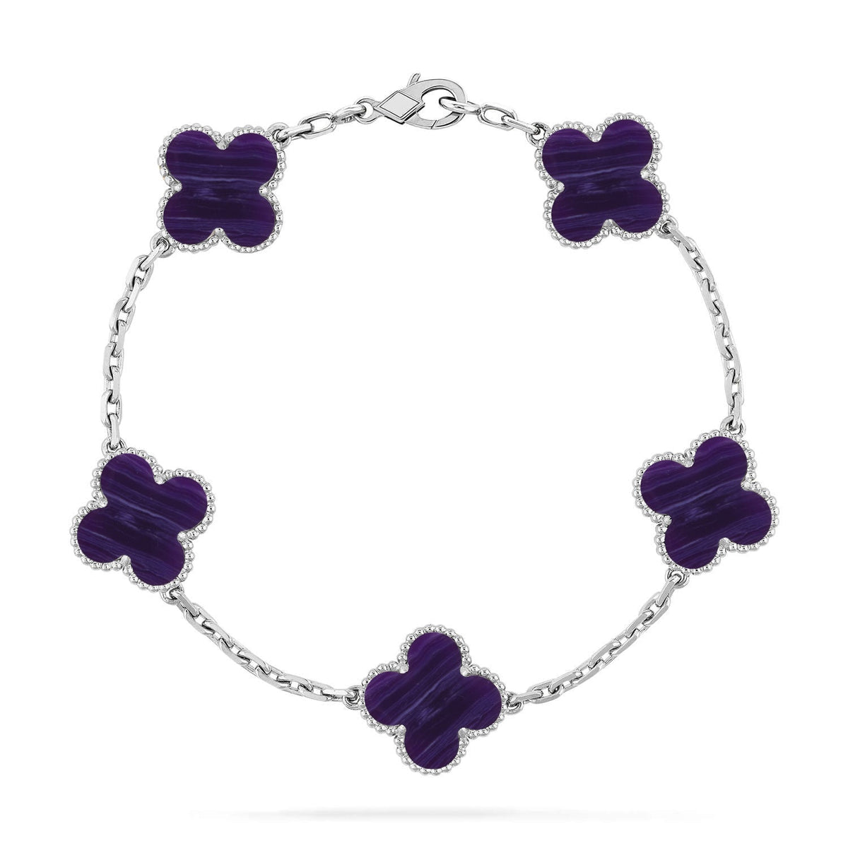 [Angela Jewelry]CLOVER 5 MOTIF PURPLE STRIPES BRACELET COLLECTION