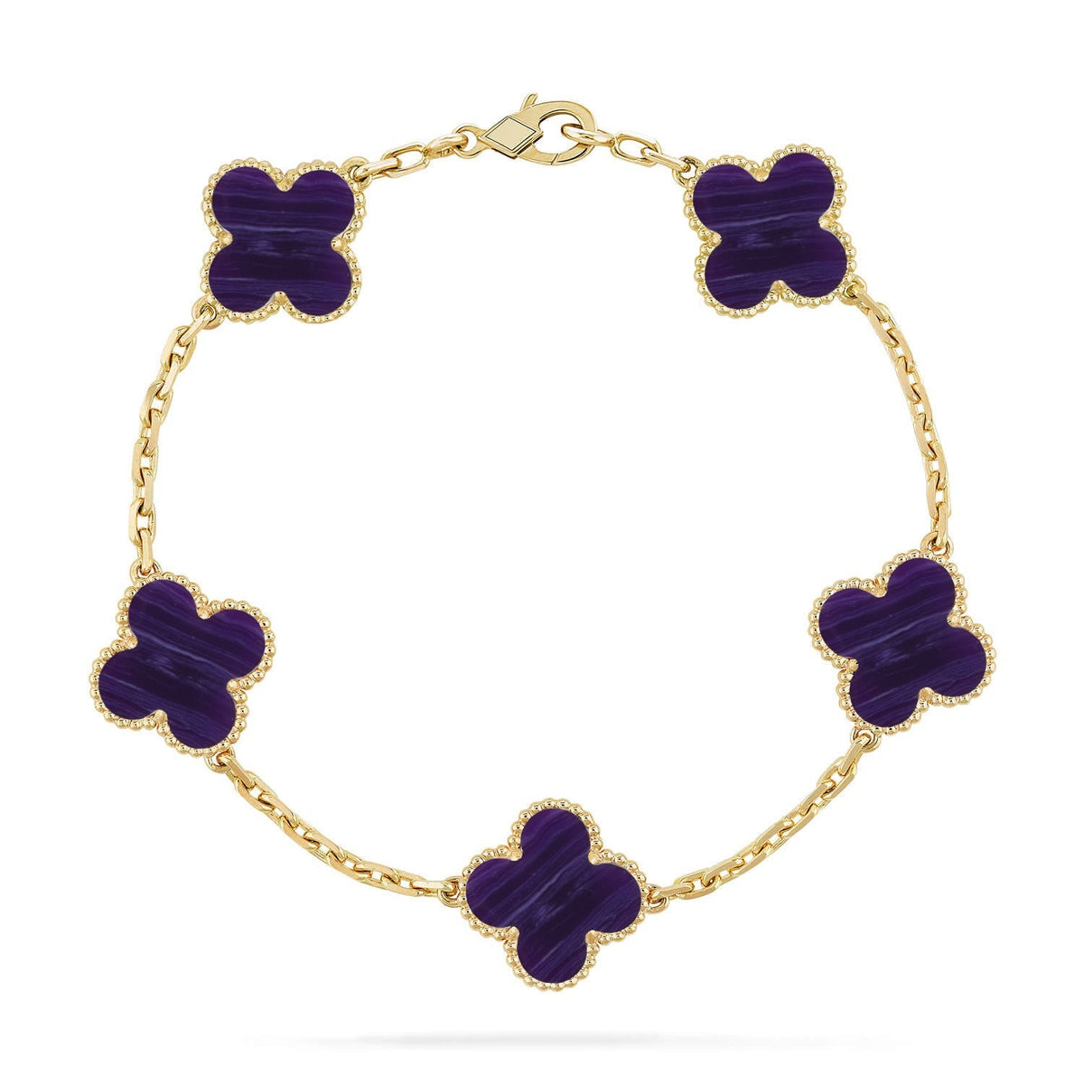 [Angela Jewelry]CLOVER 5 MOTIF PURPLE STRIPES BRACELET COLLECTION