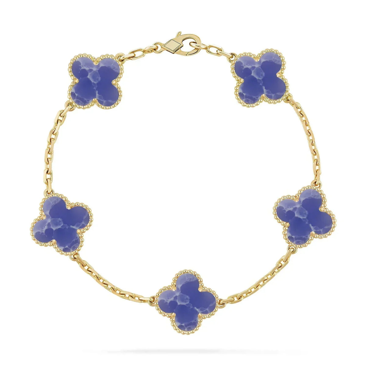 [Angela Jewelry] LOVE & JUSTE & Blue Veins Clover 5-Motif Diamond Bracelet Stack Set