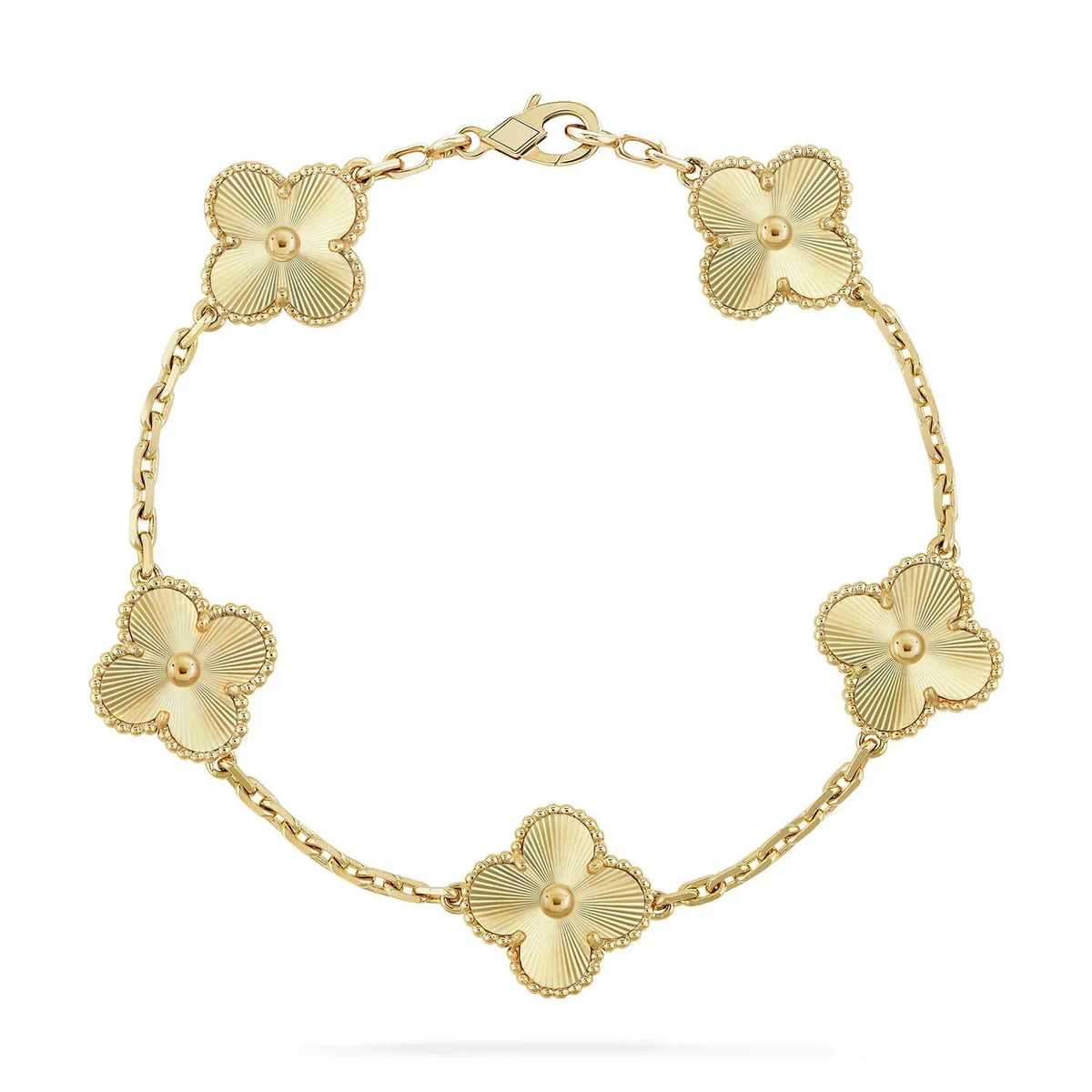 [Angela Jewelry]Clover Laser  Pulsar Stone 5-Motif & LOVE Diamond-Paved Bracelet Stack Set