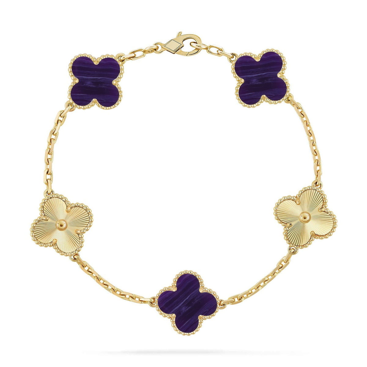 [Angela Jewelry]CLOVER 5 MOTIF PURPLE STRIPES BRACELET COLLECTION