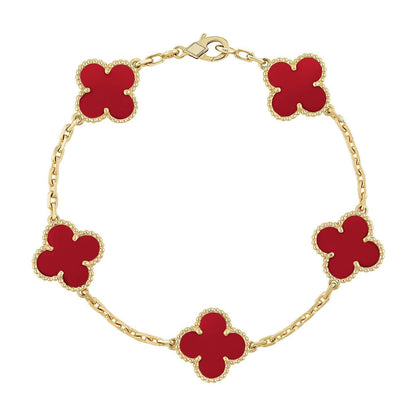 [Angela Jewelry] CLOVER 5 MOTIF RED CORNELIAN BRACELET COLLECTION