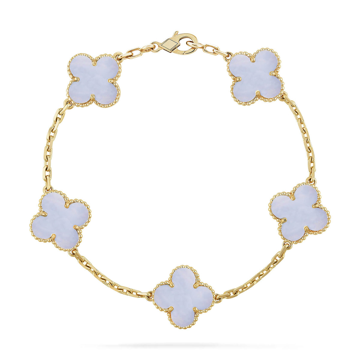 [Angela Jewelry] CLOVER 5 MOTIF PURPLE CHALCEDONY BRACELET COLLECTION