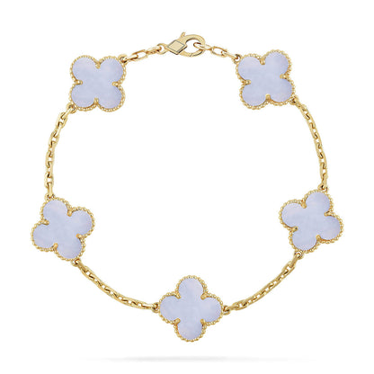 [Angela Jewelry] CLOVER 5 MOTIF PURPLE CHALCEDONY BRACELET COLLECTION