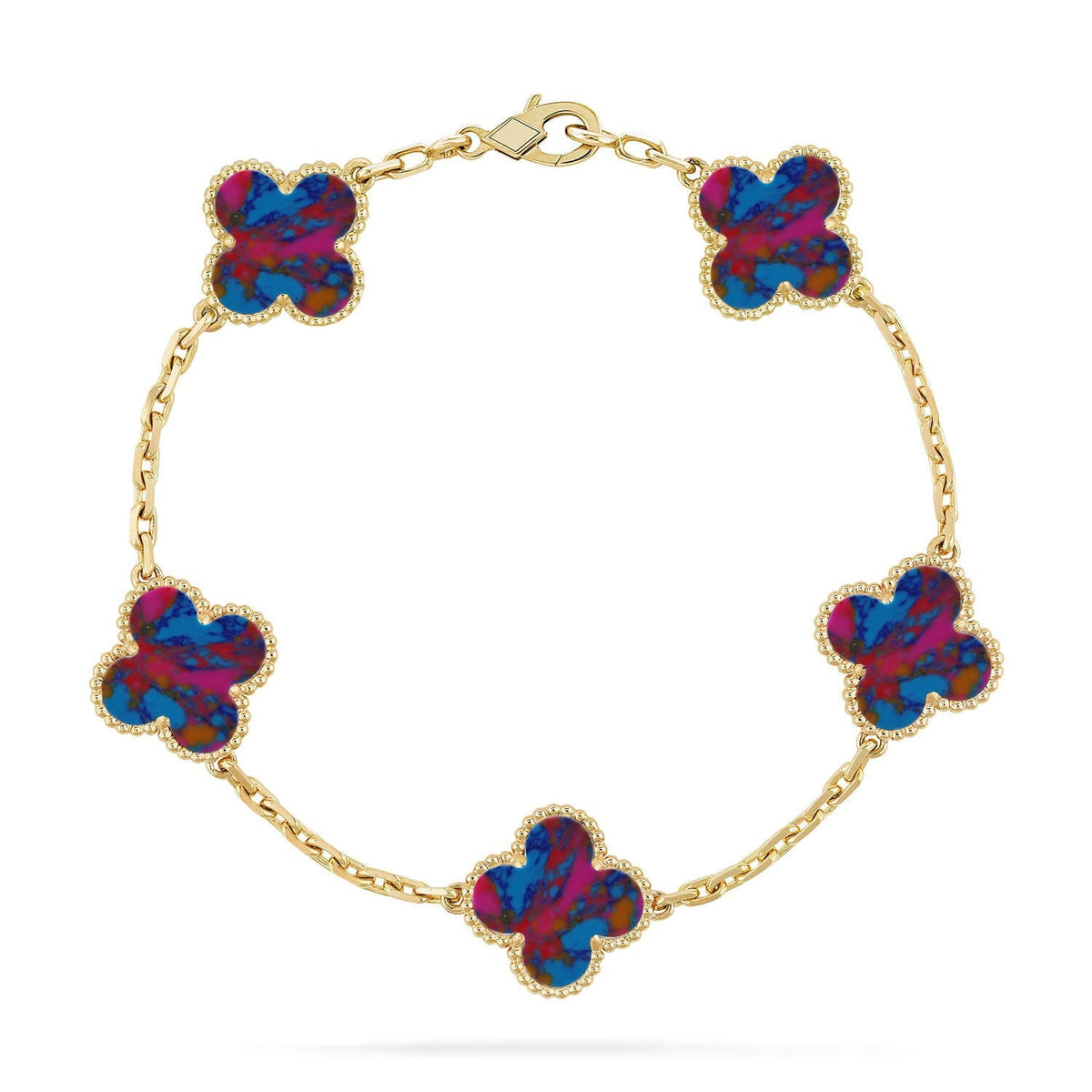 [Angela Jewelry]CLOVER 5 MOTIF COLOR GEMSTONES BRACELET COLLECTION