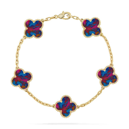 [Angela Jewelry]CLOVER 5 MOTIF COLOR GEMSTONES BRACELET COLLECTION