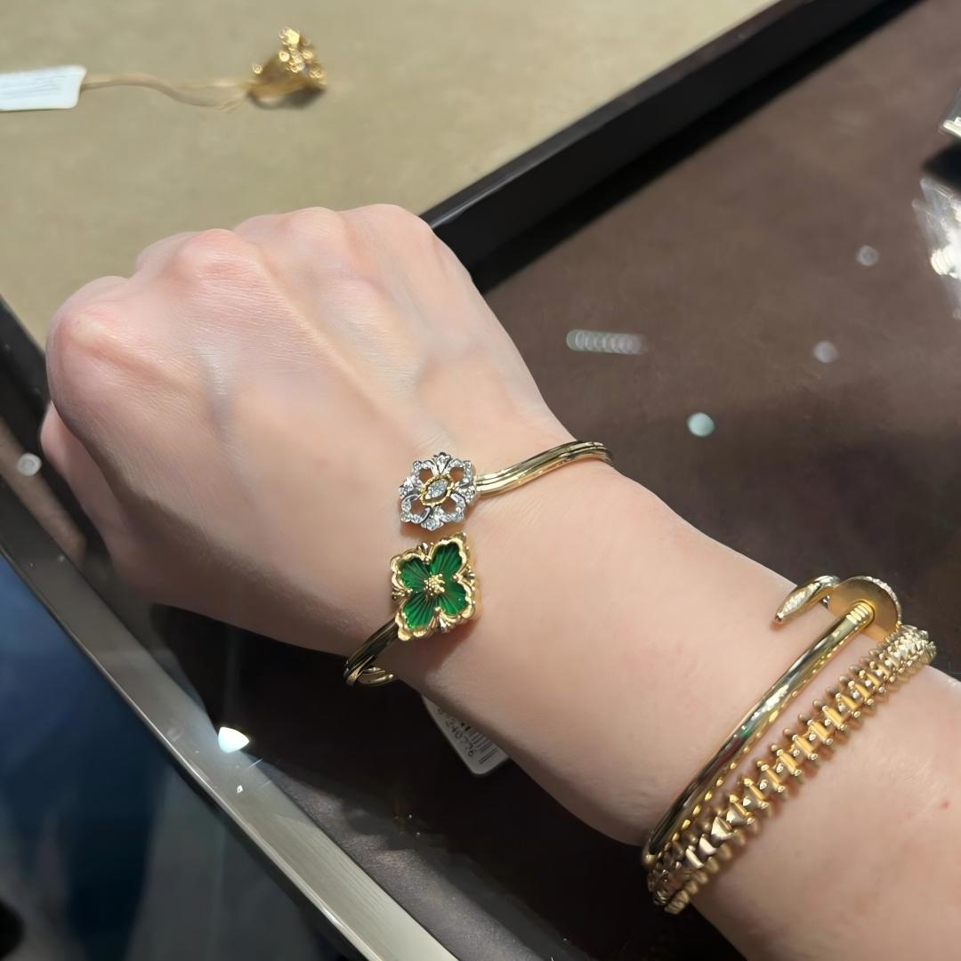 [Angela Jewelry]OPERA TULLE  GOLD BRACELET WITH ENAMEL BACKGROUND