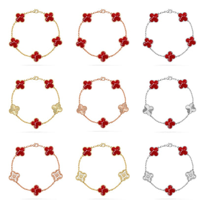 [Angela Jewelry]CLOVER 5 MOTIF RED PATTERN BRACELET COLLECTION
