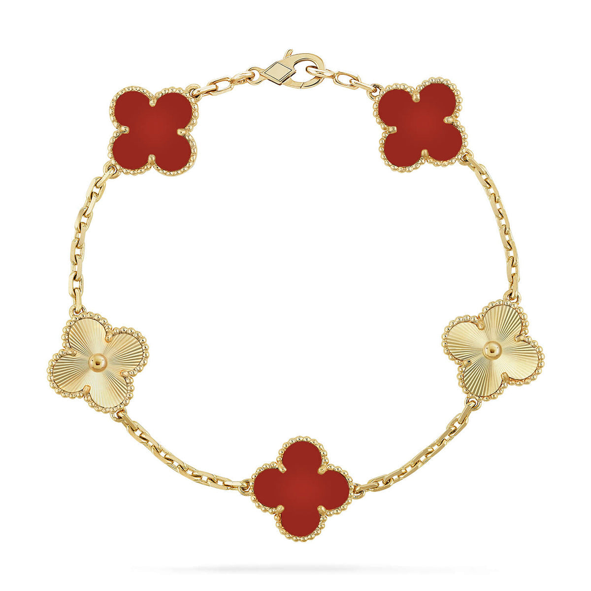 [Angela Jewelry]Clover & Love Diamond-Paved Radiant Line 2-Piece Bracelet Stack Set