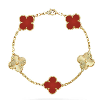 [Angela Jewelry]Clover & Love Diamond-Paved Radiant Line 2-Piece Bracelet Stack Set