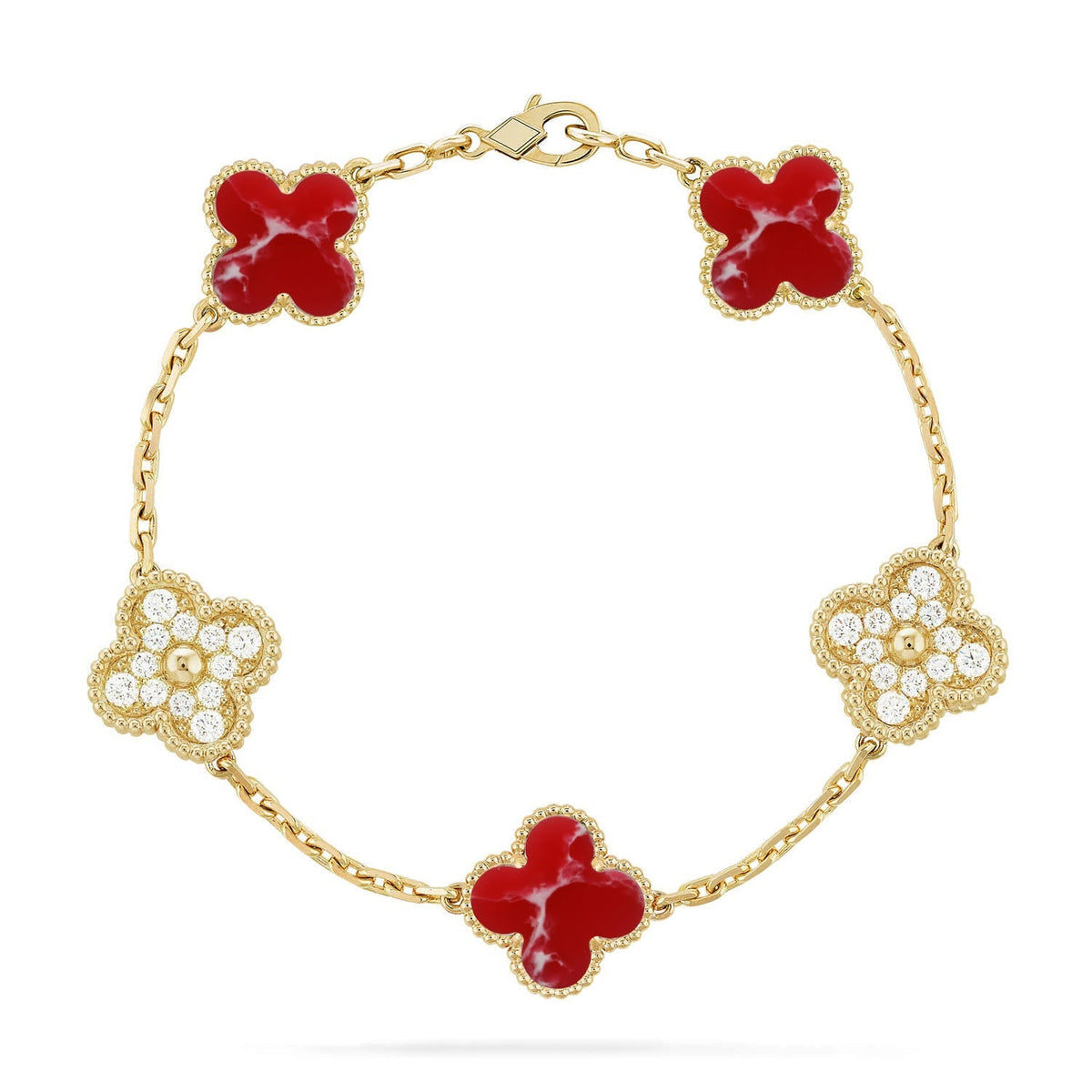 [Angela Jewelry]CLOVER 5 MOTIF RED PATTERN BRACELET COLLECTION