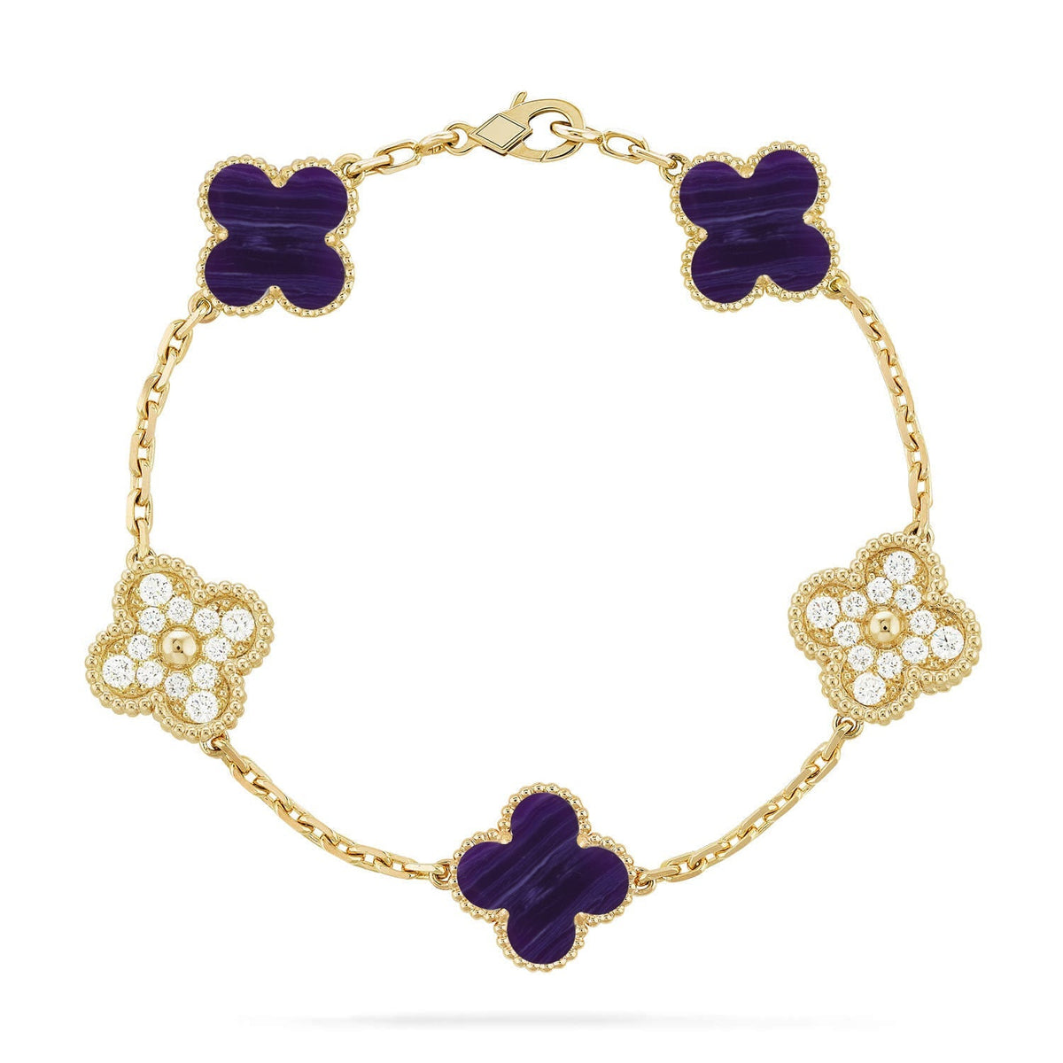 [Angela Jewelry]CLOVER 5 MOTIF PURPLE STRIPES BRACELET COLLECTION