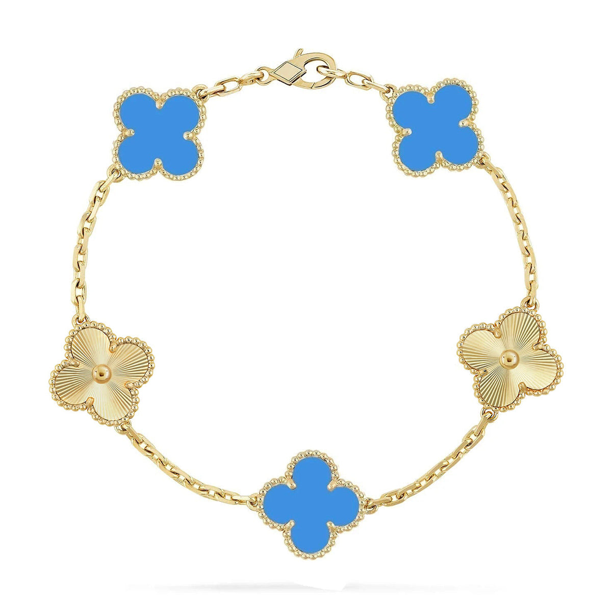 [Angela Jewelry] CLOVER 5 MOTIF BLUE AGATE BRACELET COLLECTION