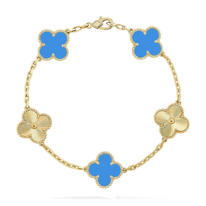 [Angela Jewelry] CLOVER 5 MOTIF BLUE AGATE BRACELET COLLECTION