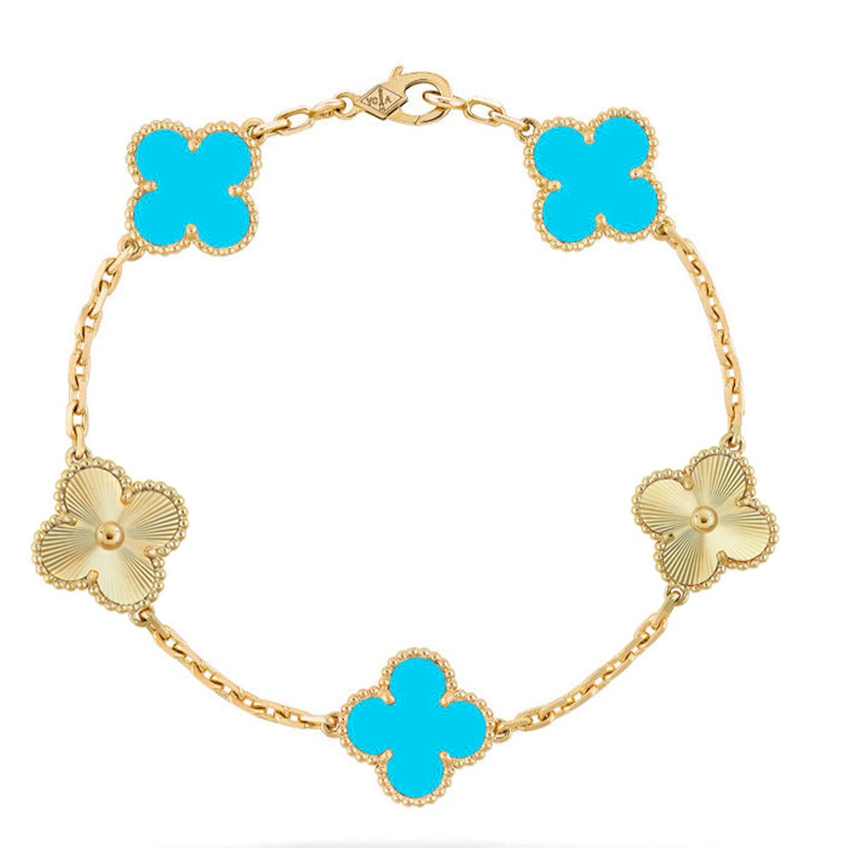 [Angela Jewelry] CLOVER 5 MOTIF TURQUOISE BRACELET COLLECTION