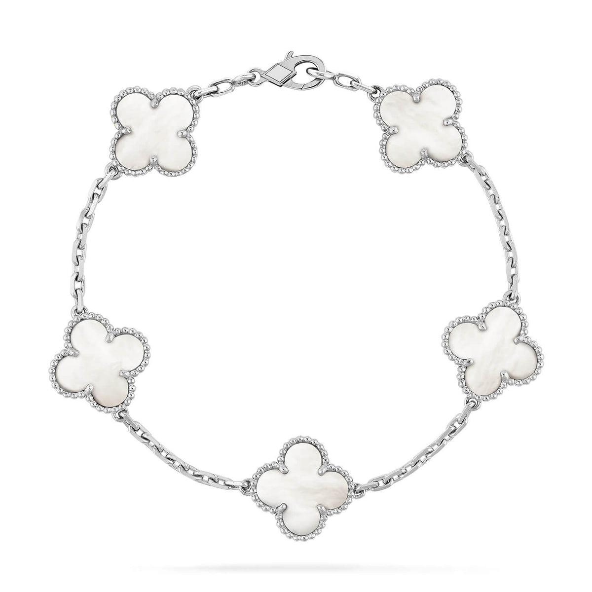 [アンジェラジュエリー]クローバー シルバー モップ 5モチーフ ブレスレット