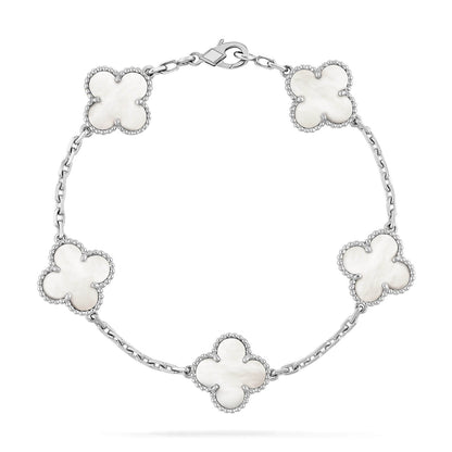 [アンジェラジュエリー]クローバー シルバー モップ 5モチーフ ブレスレット