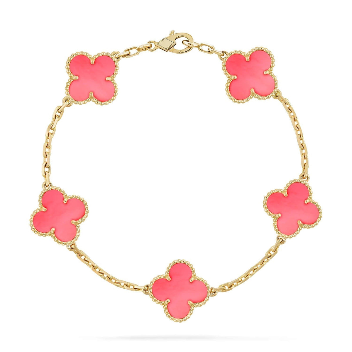 [アンジェラジュエリー]クローバー5ピンクモップブレスレット
