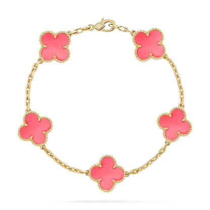 [アンジェラジュエリー]クローバー5ピンクモップブレスレット