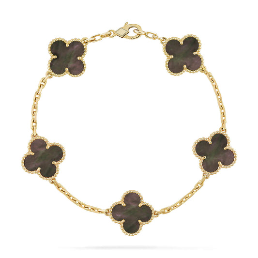 [Angela Jewellery]CLOVER 5 MOTIF GRAY MOP  BRACELET