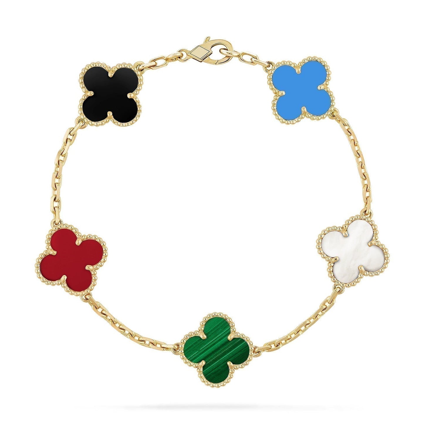 [Angela Jewelry]CLOVER 5 MOTIFS MULTICOLOR BRACELET