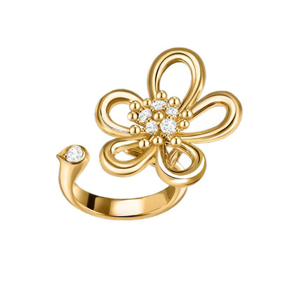 [Angela Jewelry]  FLOWERLACE OPEN RING 5 DIAMONDS