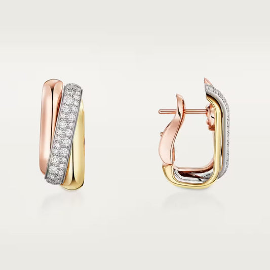 [Angela Jewelry]TRINITY HALF DIAMOND  CUSHION EARRINGS