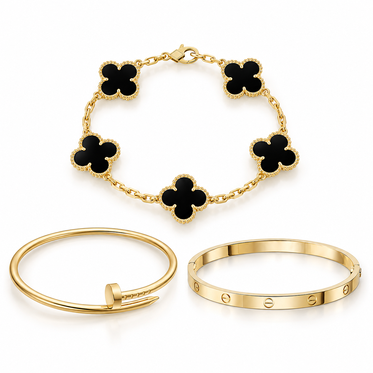 [Angela Jewelry]Clover & Juste & Lover  Bracelet Stack Set