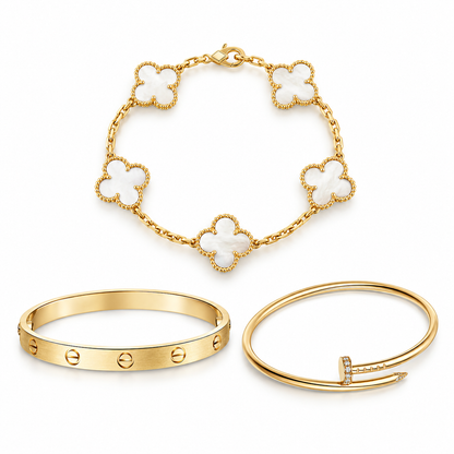 [Angela Jewelry]Clover & Lover & Juste Bracelet Stack Set