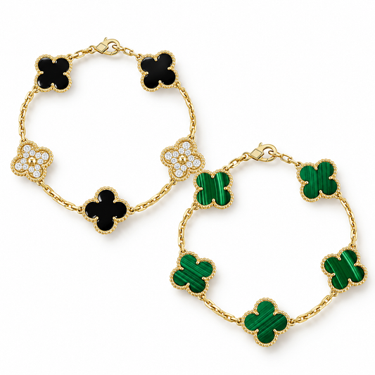 [Angela Jewelry]Clover 5 Motifs  Duo Bracelet Stack Set