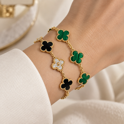 [Angela Jewelry]Clover 5 Motifs  Duo Bracelet Stack Set
