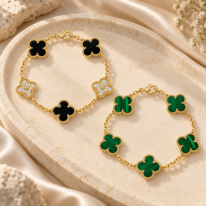 [Angela Jewelry]Clover 5 Motifs  Duo Bracelet Stack Set